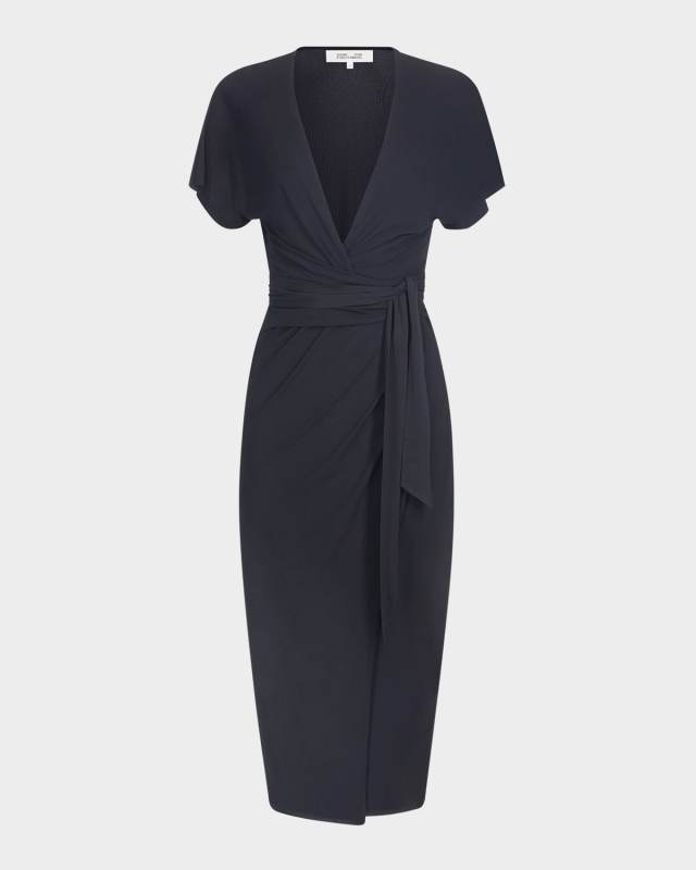Paisley Bodycon Midi Wrap Dress